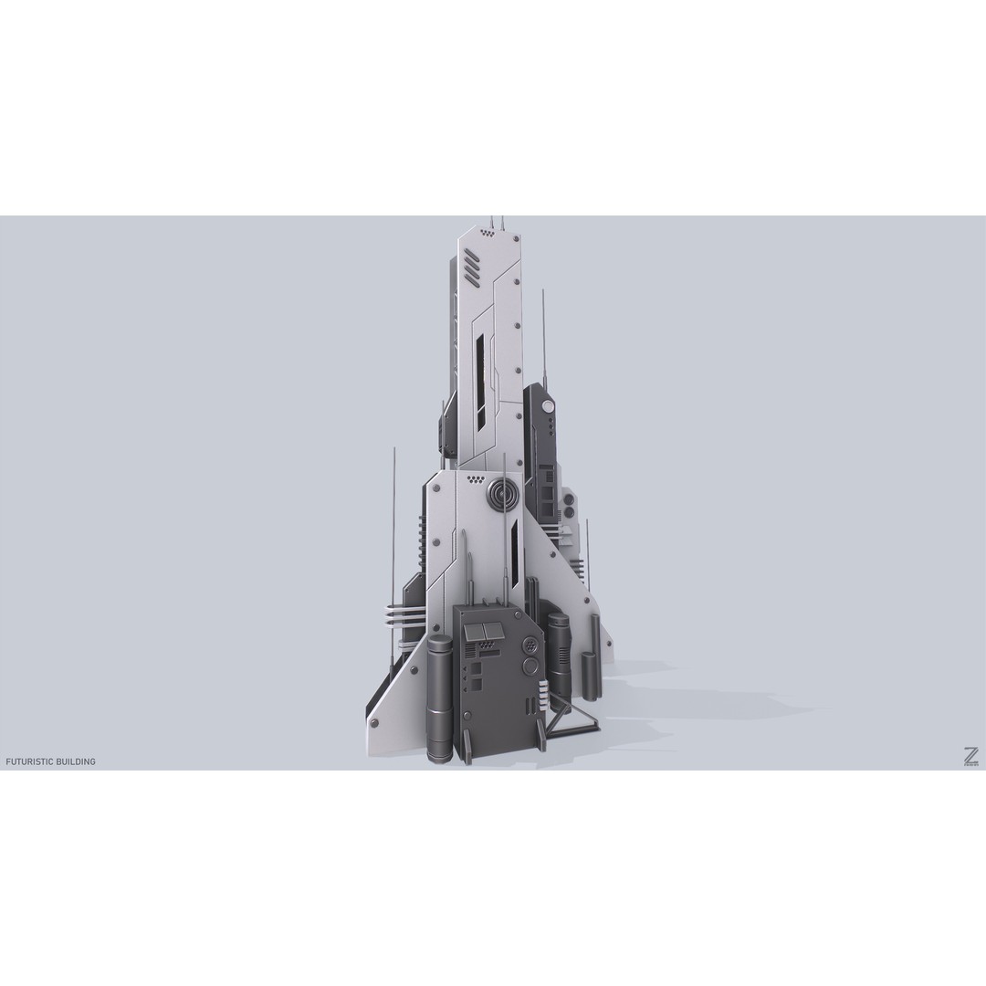 Futuristic Building 3D Model – Low Poly Sci-Fi Architectural Asset, FBX - View 5