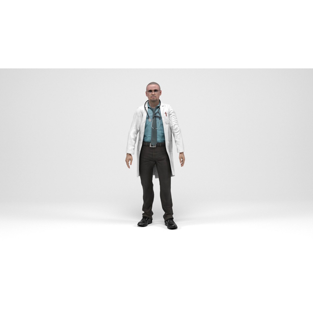Doctor 3D Model – Low Poly Rigged Character with Animations - View 11