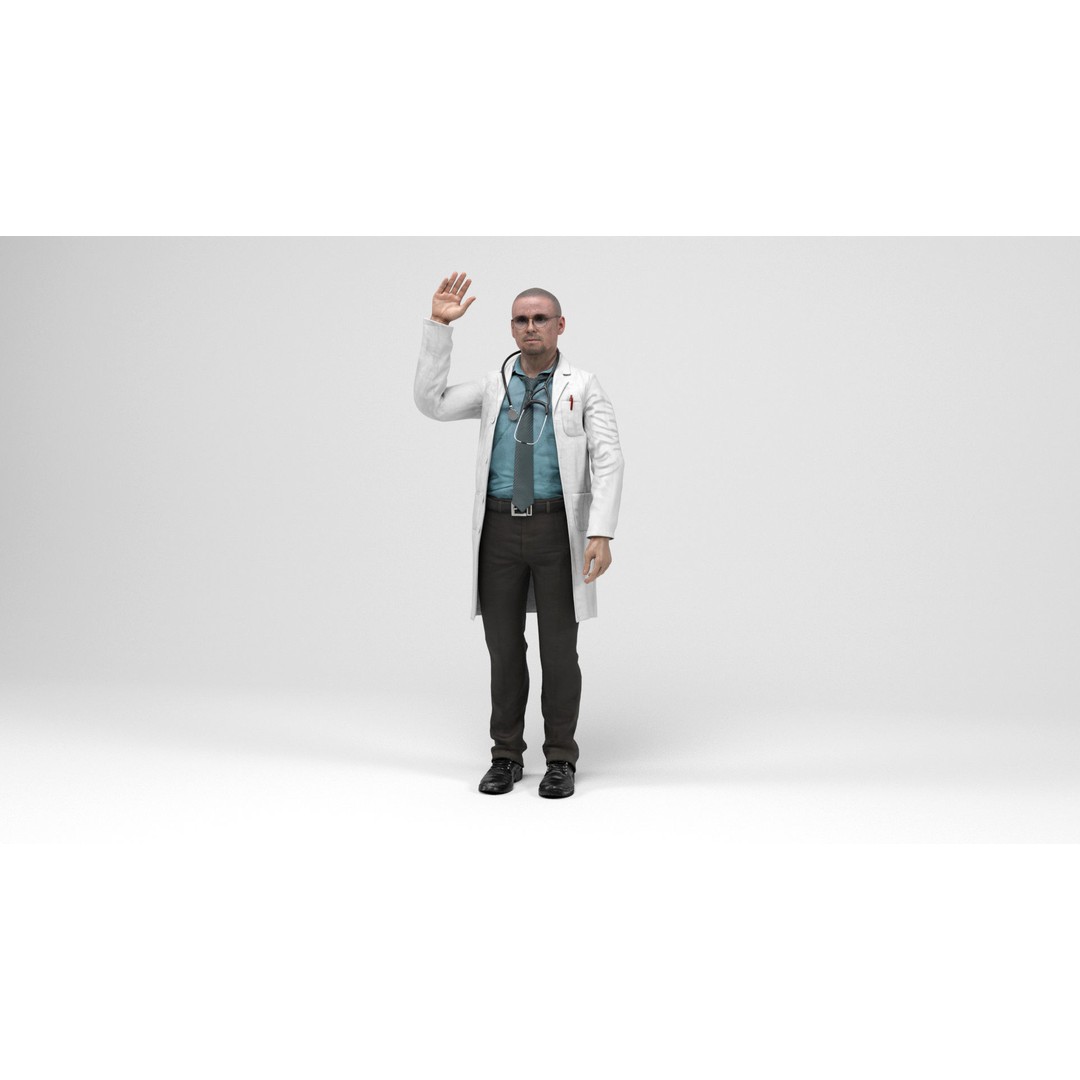 Doctor 3D Model – Low Poly Rigged Character with Animations - View 13