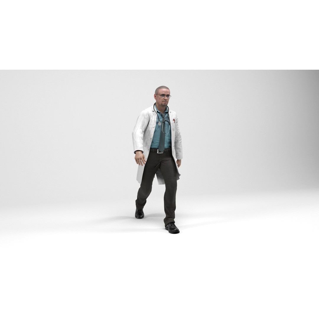 Doctor 3D Model – Low Poly Rigged Character with Animations - View 14