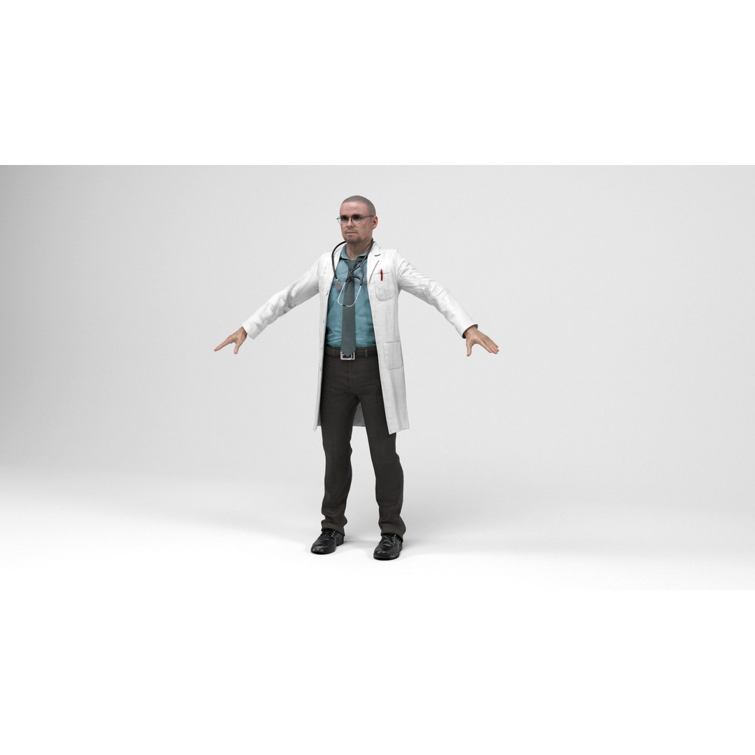 Doctor 3D Model – Low Poly Rigged Character with Animations - View 3