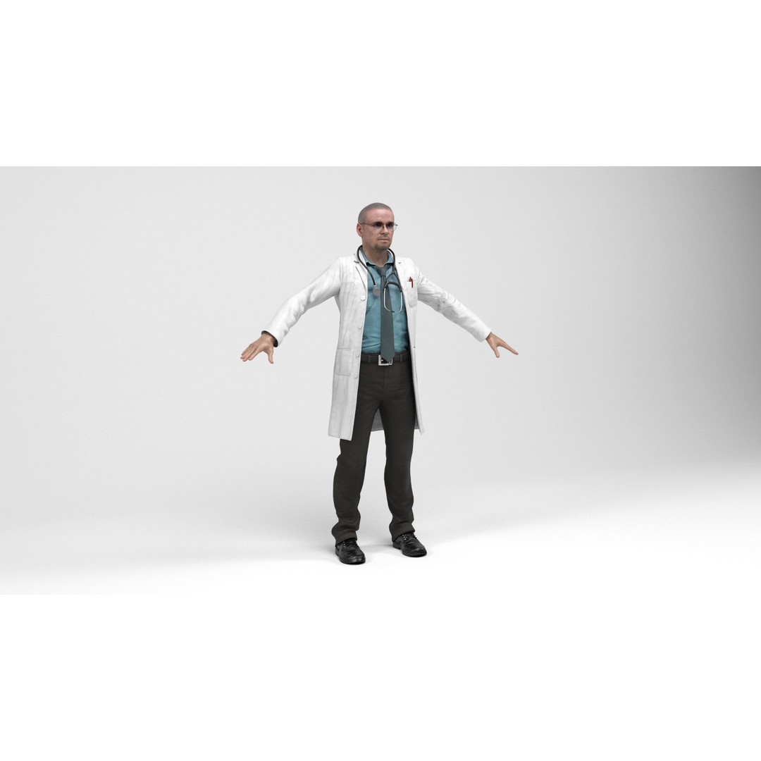 Doctor 3D Model – Low Poly Rigged Character with Animations - View 4