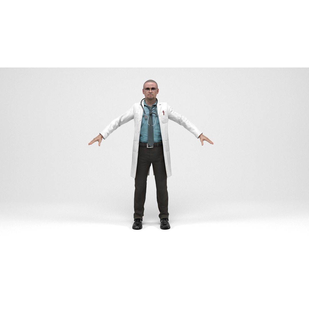 Doctor 3D Model – Low Poly Rigged Character with Animations - View 5