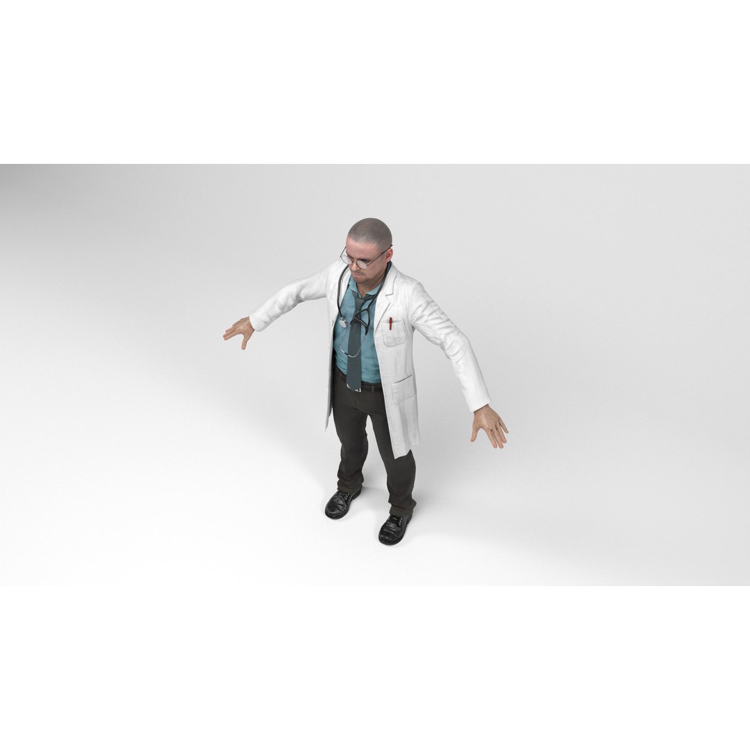 Doctor 3D Model – Low Poly Rigged Character with Animations - View 6