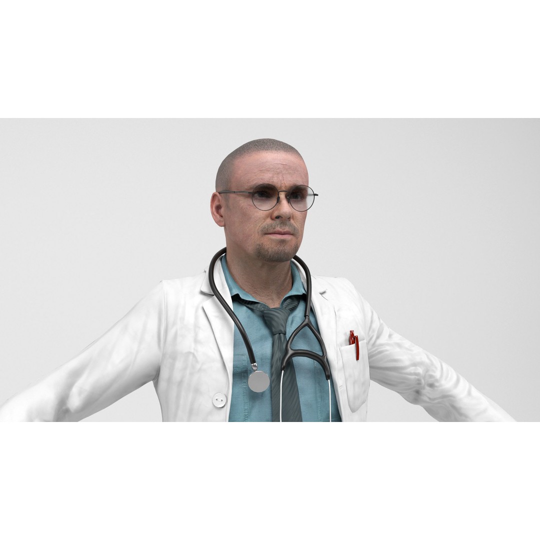 Doctor 3D Model – Low Poly Rigged Character with Animations - View 9