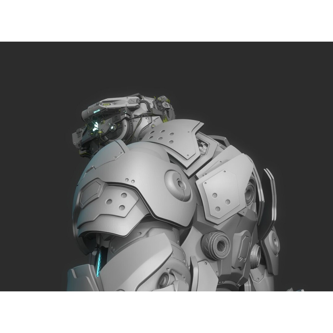 Robot Warrior 3D Model – High Poly Cyborg for 3D Printing, OBJ, FBX - View 10