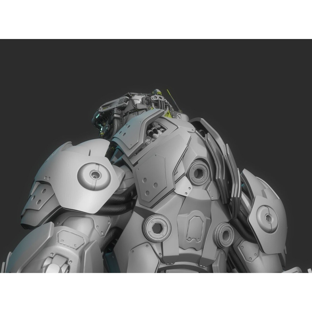 Robot Warrior 3D Model – High Poly Cyborg for 3D Printing, OBJ, FBX - View 11