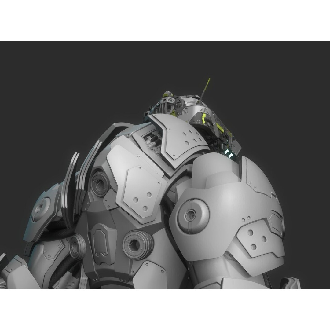 Robot Warrior 3D Model – High Poly Cyborg for 3D Printing, OBJ, FBX - View 13