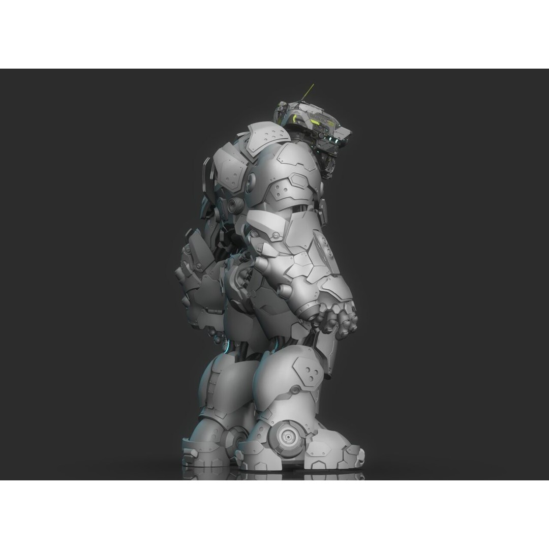 Robot Warrior 3D Model – High Poly Cyborg for 3D Printing, OBJ, FBX - View 14