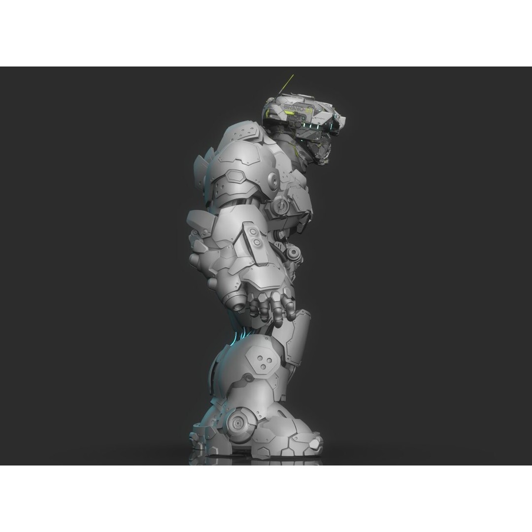 Robot Warrior 3D Model – High Poly Cyborg for 3D Printing, OBJ, FBX - View 15