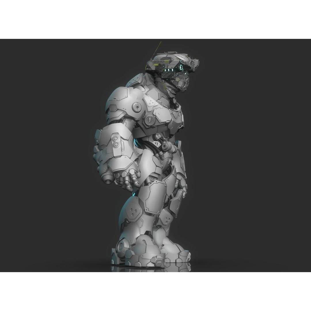 Robot Warrior 3D Model – High Poly Cyborg for 3D Printing, OBJ, FBX - View 16