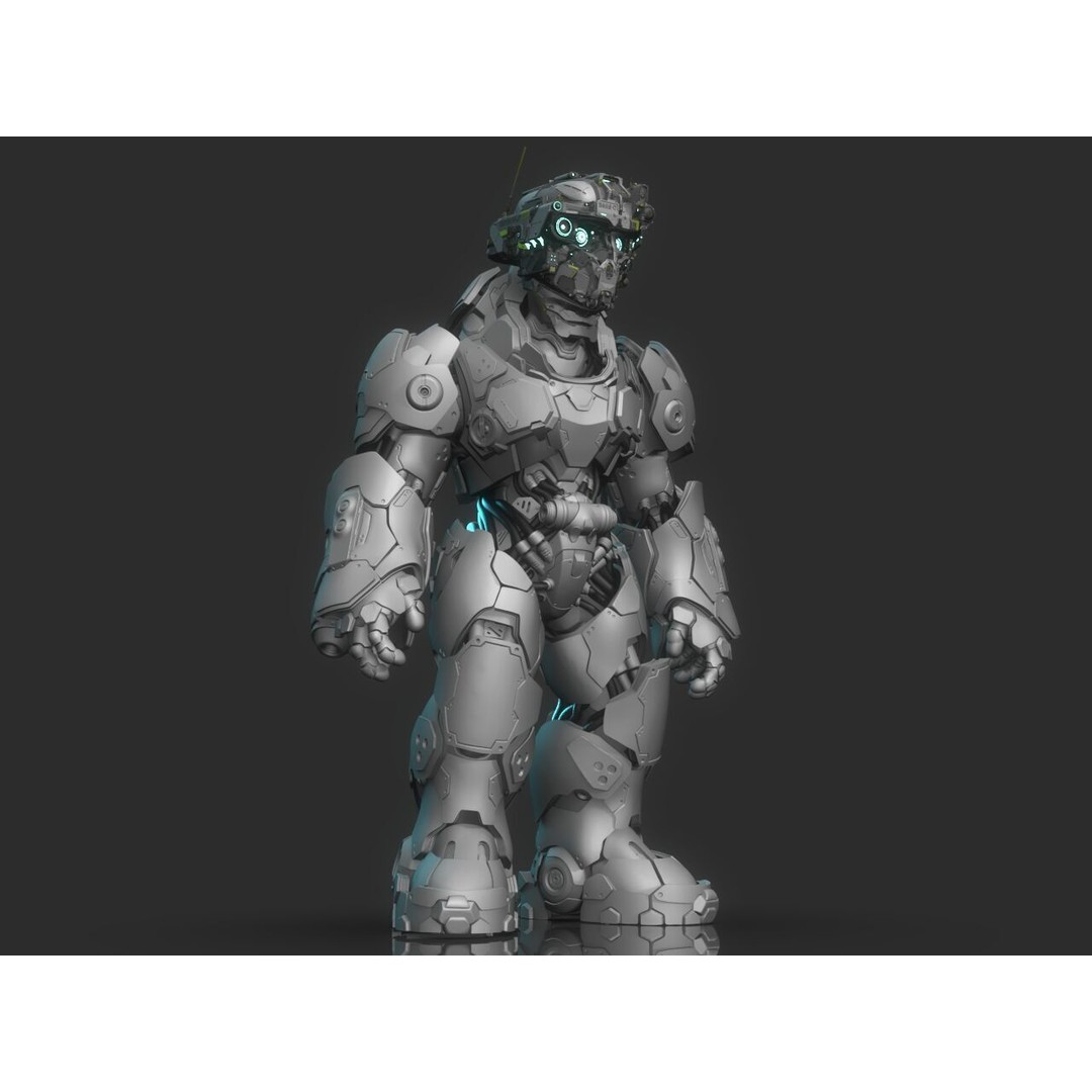 Robot Warrior 3D Model – High Poly Cyborg for 3D Printing, OBJ, FBX - View 17