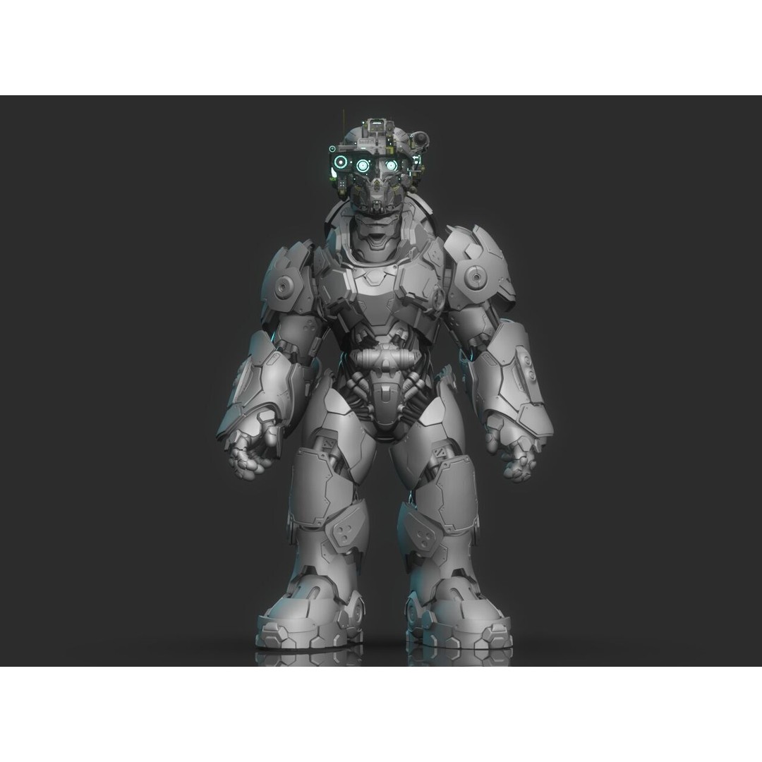 Robot Warrior 3D Model – High Poly Cyborg for 3D Printing, OBJ, FBX - View 19