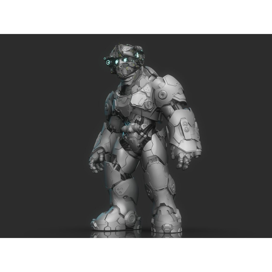 Robot Warrior 3D Model – High Poly Cyborg for 3D Printing, OBJ, FBX - View 20