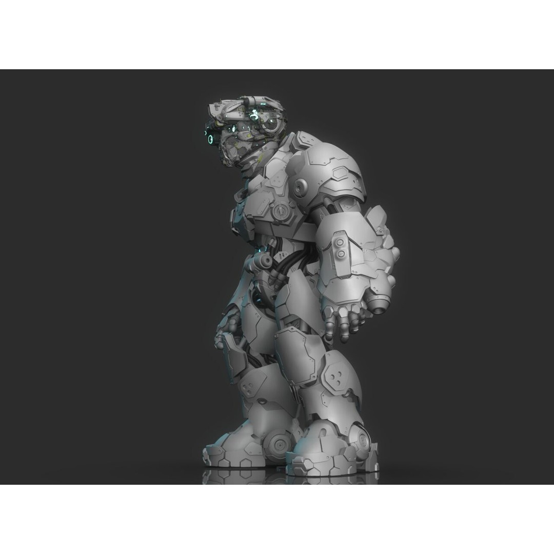 Robot Warrior 3D Model – High Poly Cyborg for 3D Printing, OBJ, FBX - View 21