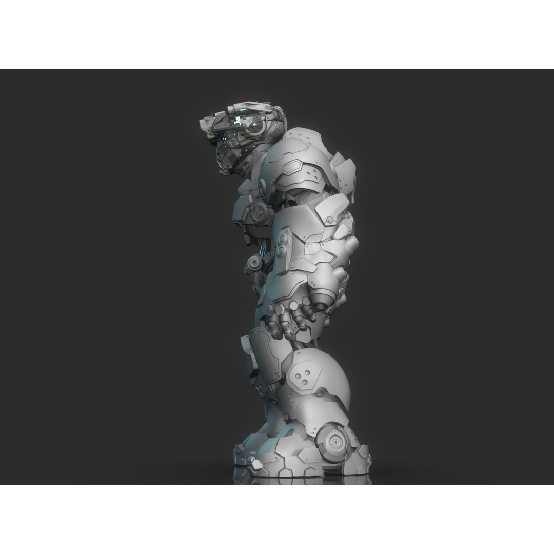 Robot Warrior 3D Model – High Poly Cyborg for 3D Printing, OBJ, FBX - View 22