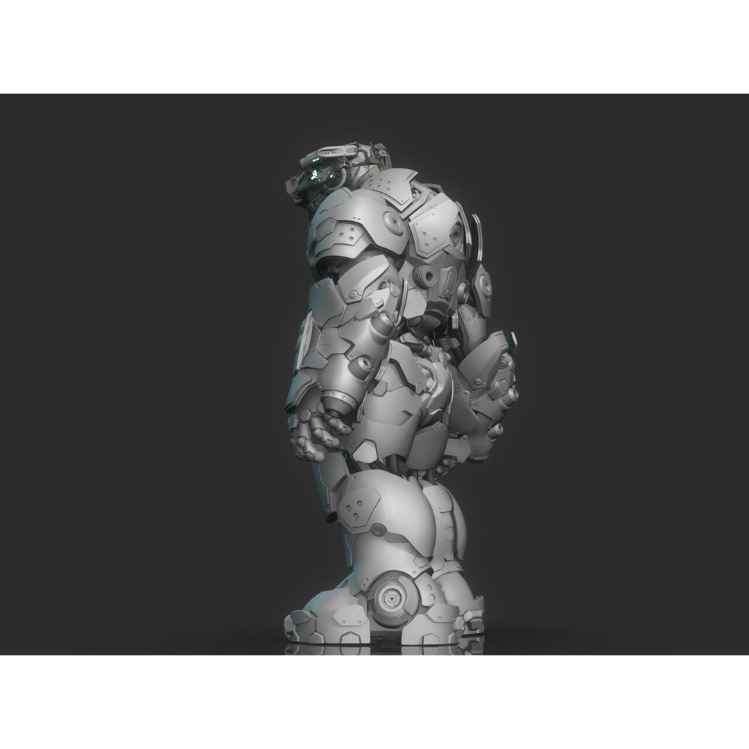 Robot Warrior 3D Model – High Poly Cyborg for 3D Printing, OBJ, FBX - View 23