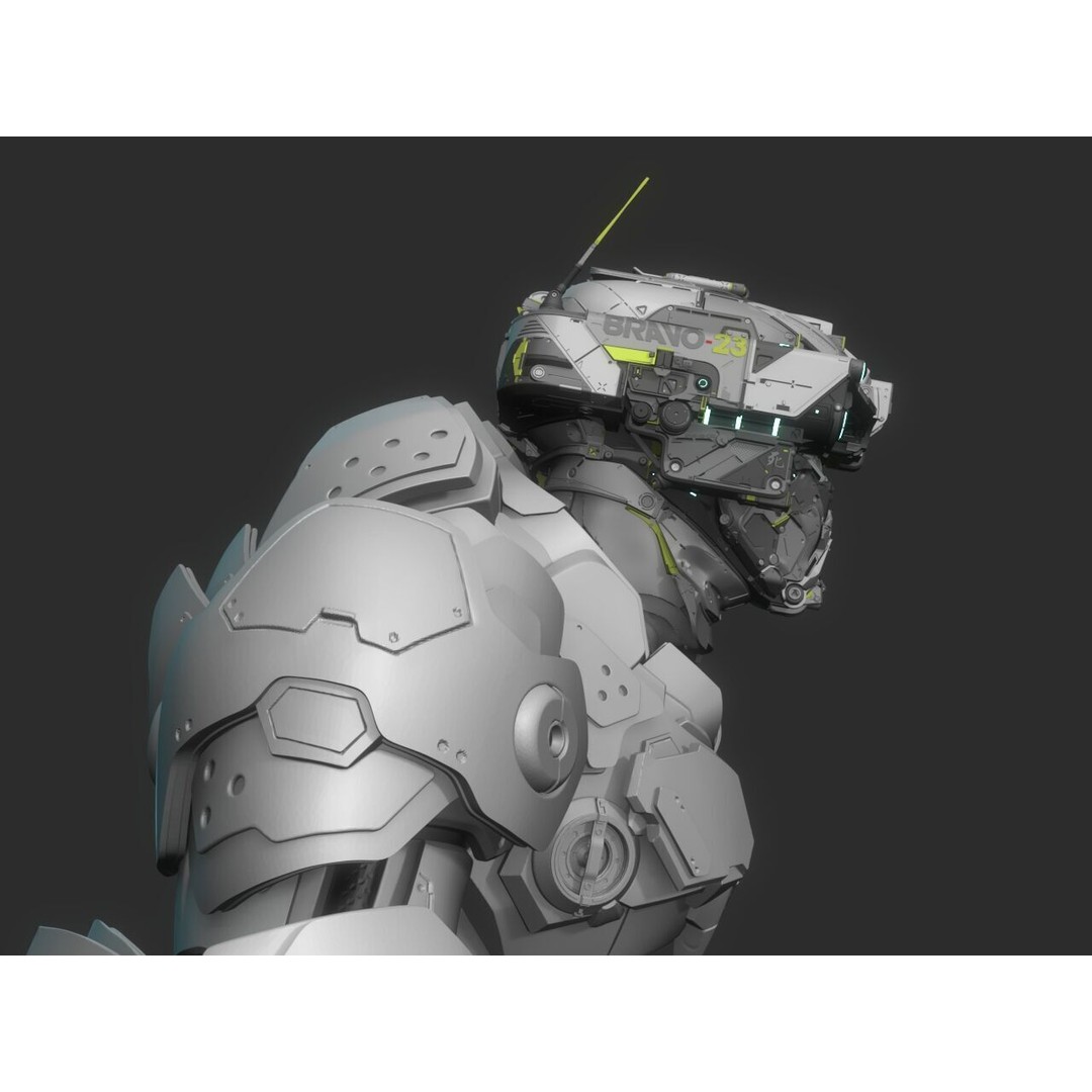Robot Warrior 3D Model – High Poly Cyborg for 3D Printing, OBJ, FBX - View 5