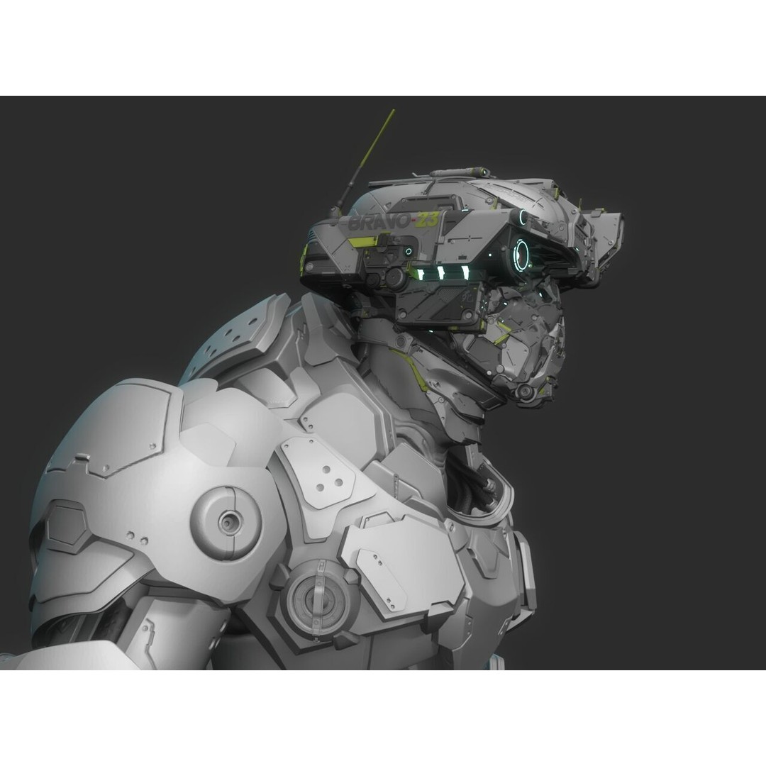 Robot Warrior 3D Model – High Poly Cyborg for 3D Printing, OBJ, FBX - View 6