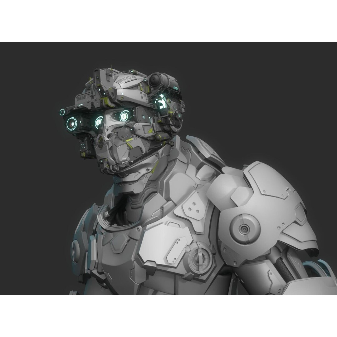 Robot Warrior 3D Model – High Poly Cyborg for 3D Printing, OBJ, FBX - View 7