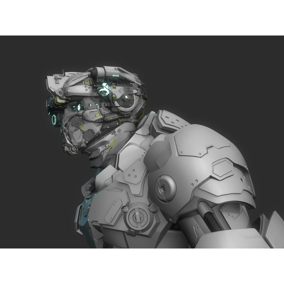 Robot Warrior 3D Model – High Poly Cyborg for 3D Printing, OBJ, FBX - View 8