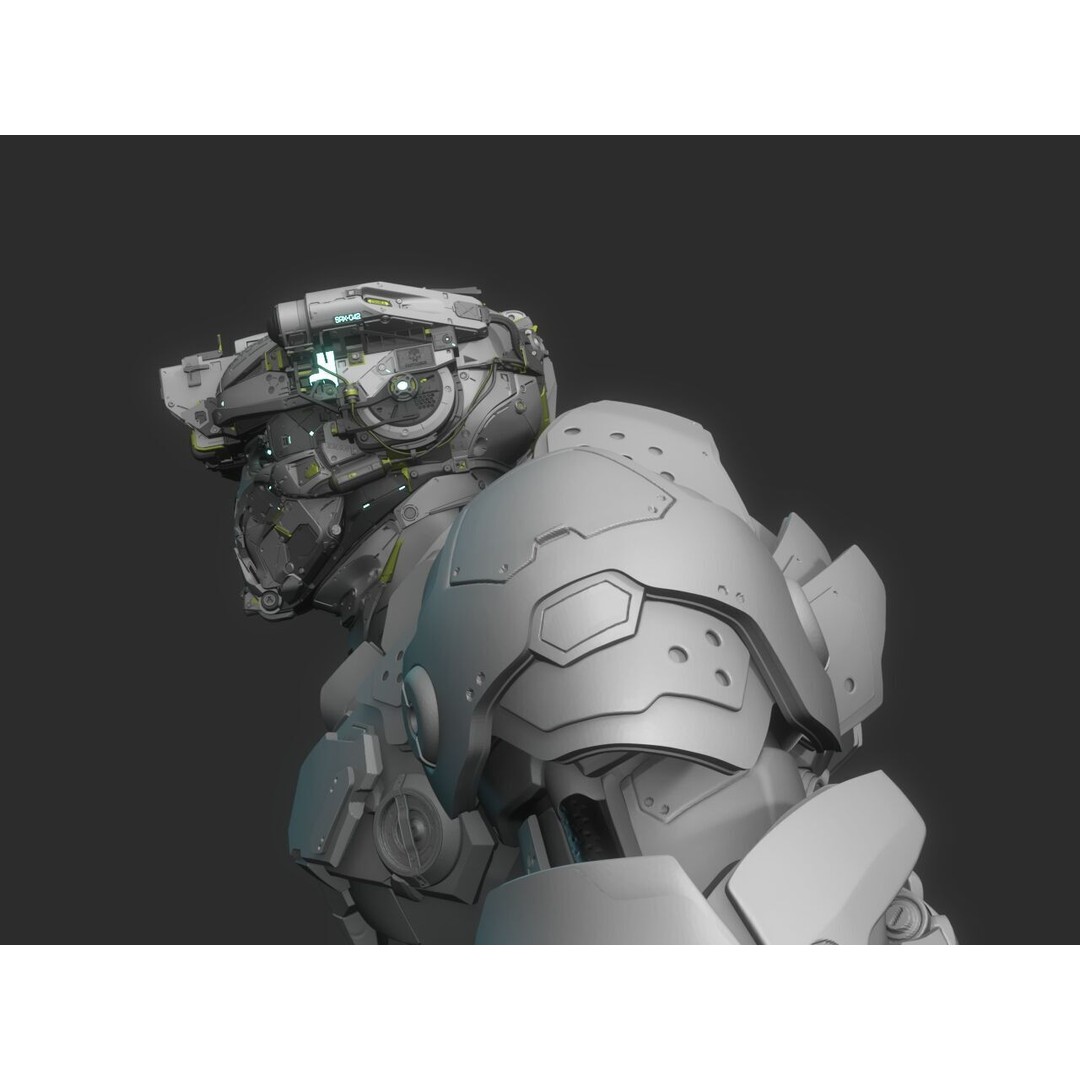 Robot Warrior 3D Model – High Poly Cyborg for 3D Printing, OBJ, FBX - View 9