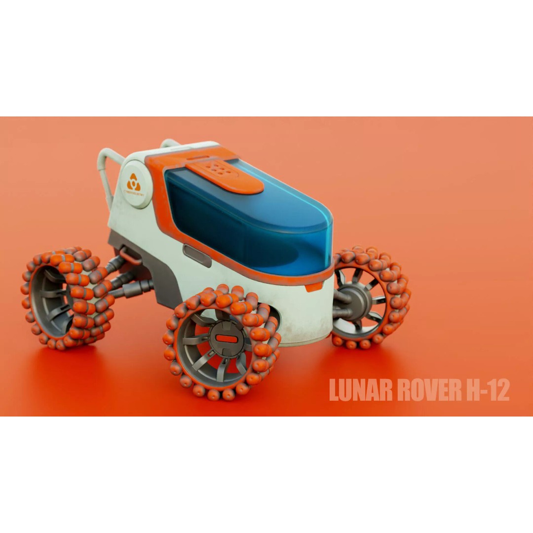 Lunar Rover H-12 3D Model – Rigged Sci-Fi Vehicle, FBX, OBJ - View 2