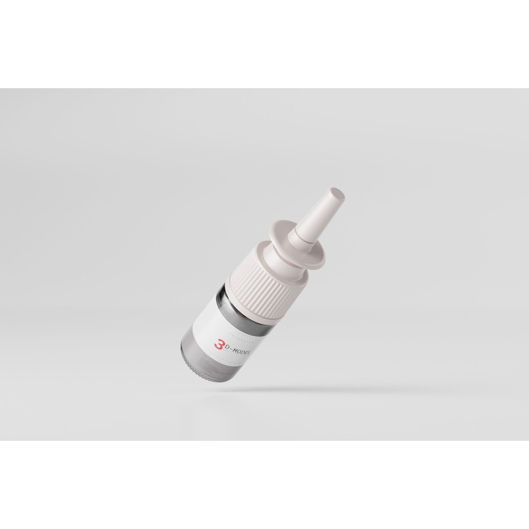 Nasal Spray Bottle 3D Model – Low Poly Medical Mockup, FBX, OBJ - View 4