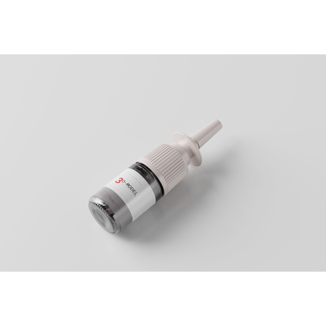 Nasal Spray Bottle 3D Model – Low Poly Medical Mockup, FBX, OBJ - View 7