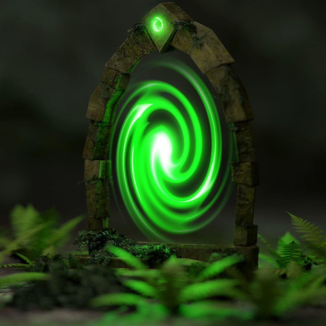 Ancient Sci-Fi Portal 3D Model – Low Poly Game Asset, PBR Textures