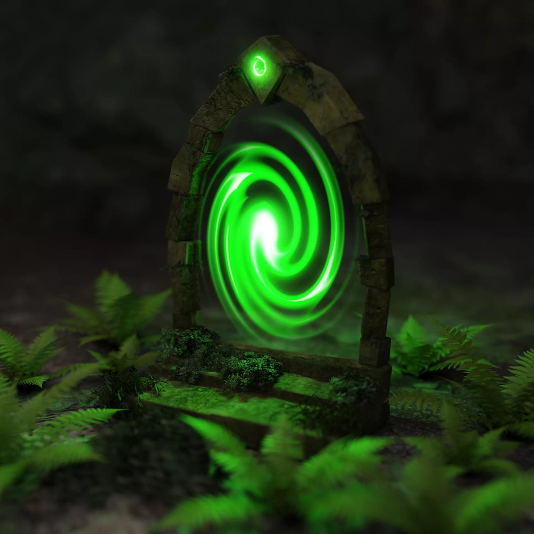 Ancient Sci-Fi Portal 3D Model – Low Poly Game Asset, PBR Textures - View 2