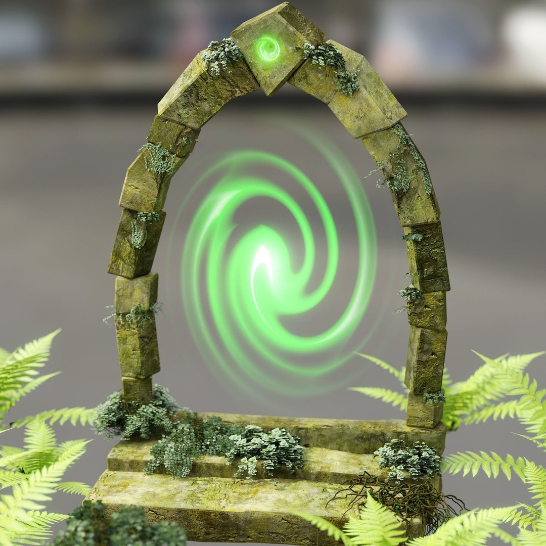 Ancient Sci-Fi Portal 3D Model – Low Poly Game Asset, PBR Textures - View 3