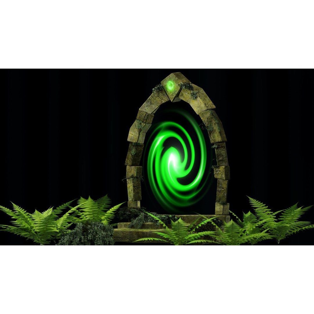 Ancient Sci-Fi Portal 3D Model – Low Poly Game Asset, PBR Textures - View 4