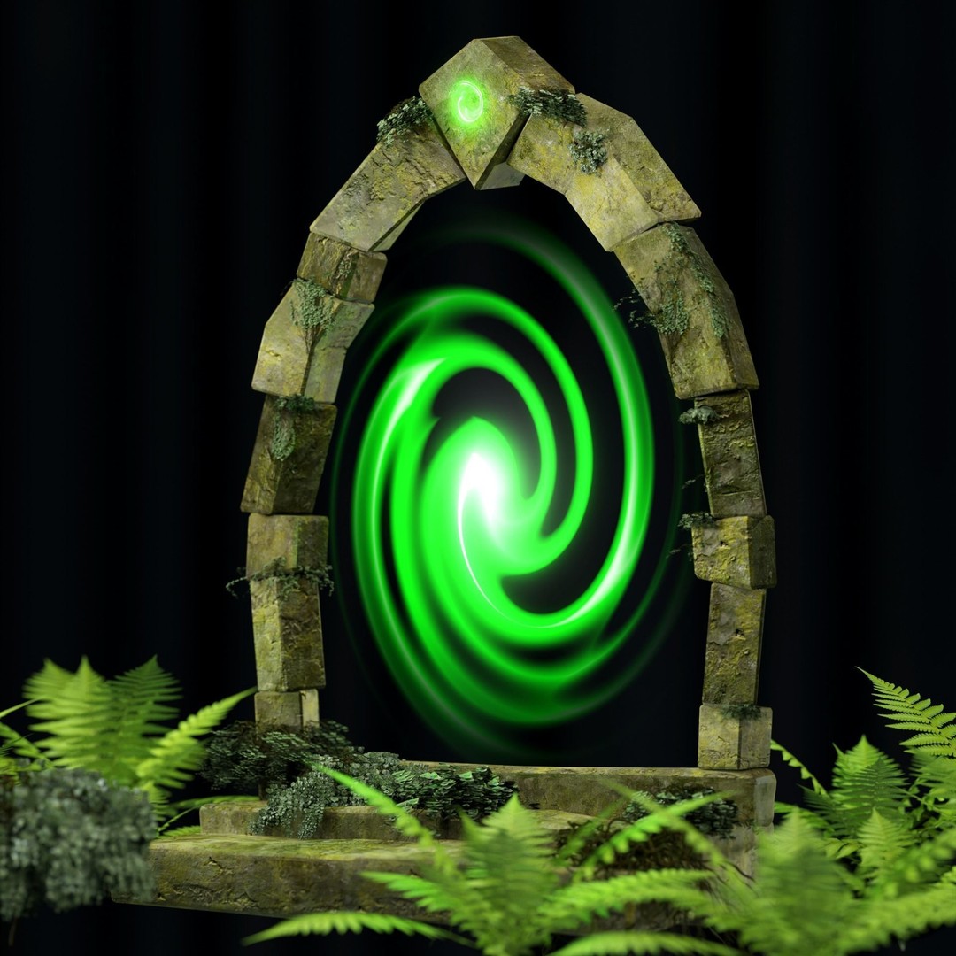Ancient Sci-Fi Portal 3D Model – Low Poly Game Asset, PBR Textures - View 5