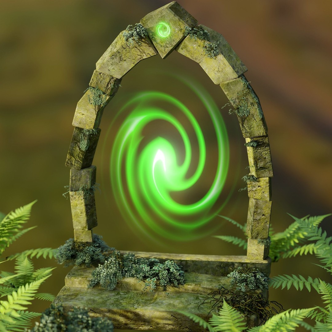 Ancient Sci-Fi Portal 3D Model – Low Poly Game Asset, PBR Textures - View 6