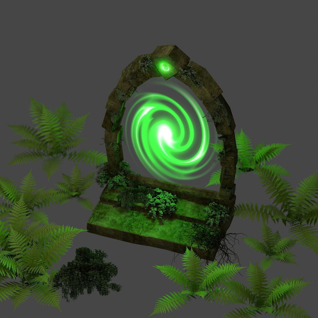 Ancient Sci-Fi Portal 3D Model – Low Poly Game Asset, PBR Textures - View 7