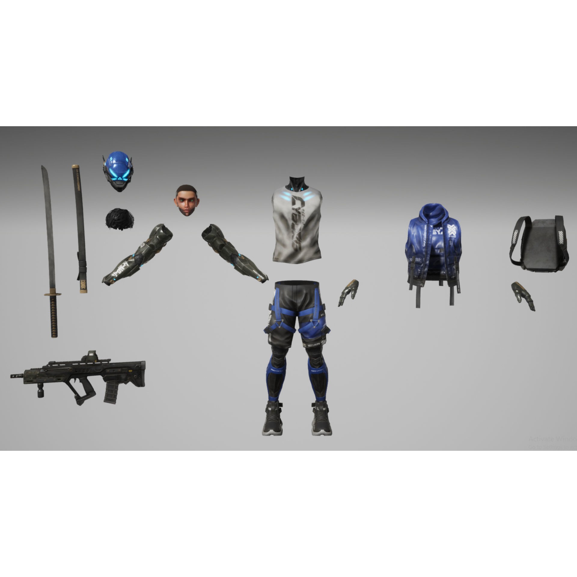 Cyberpunk Samurai - Low-Poly Game-Ready 3D Model