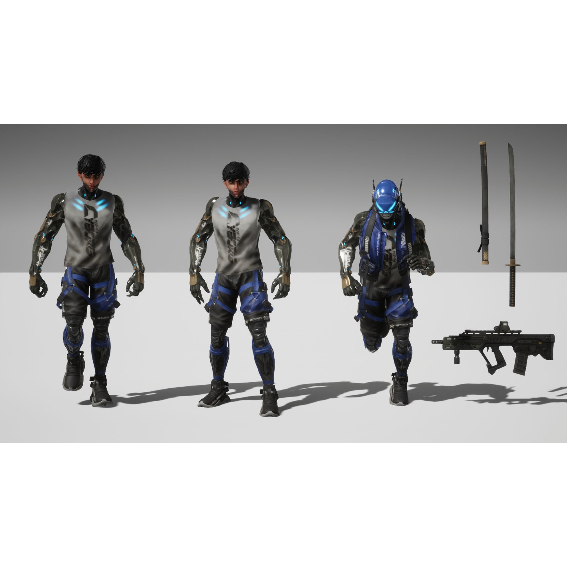 Cyberpunk Samurai - Low-Poly Game-Ready 3D Model - View 10