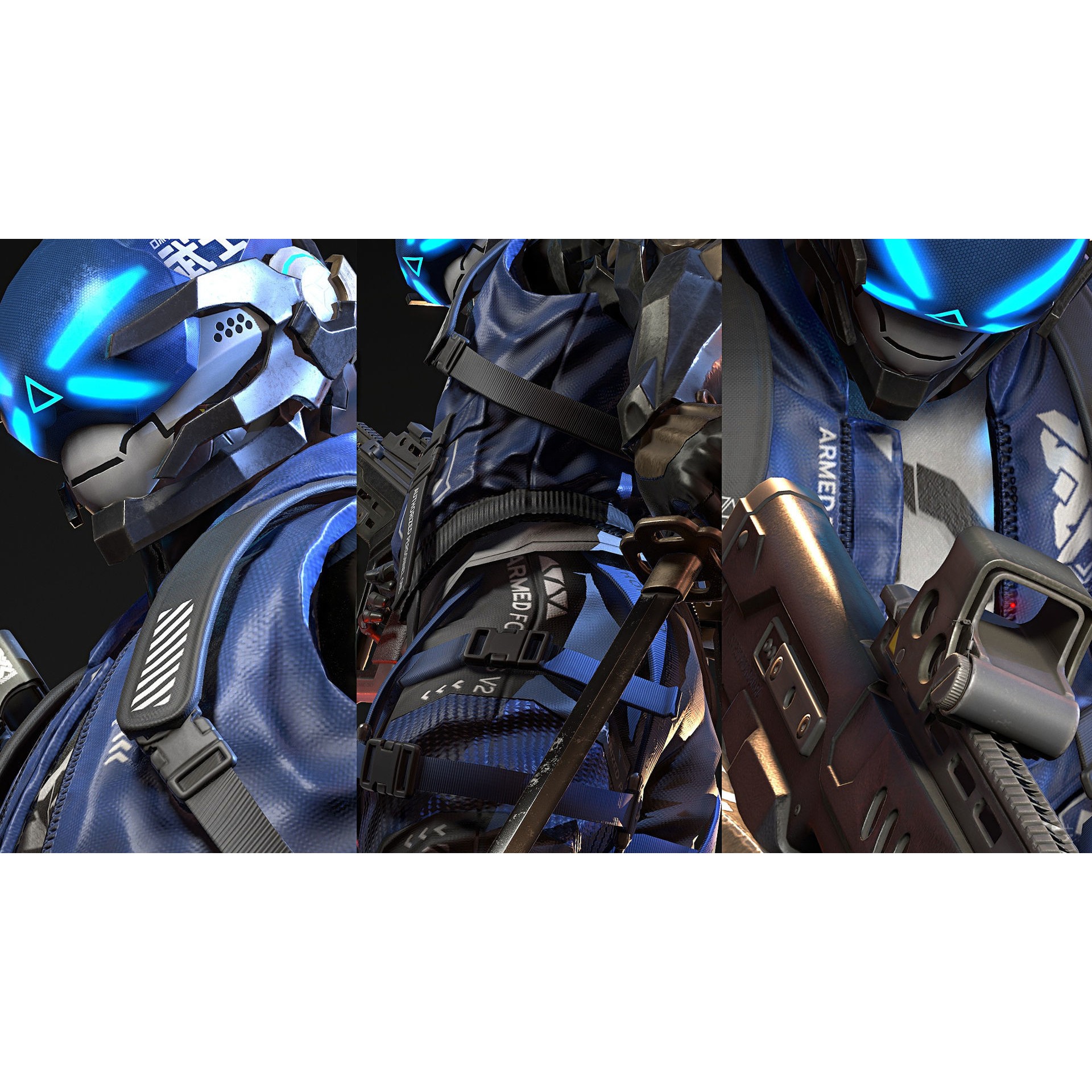 Cyberpunk Samurai - Low-Poly Game-Ready 3D Model - View 7