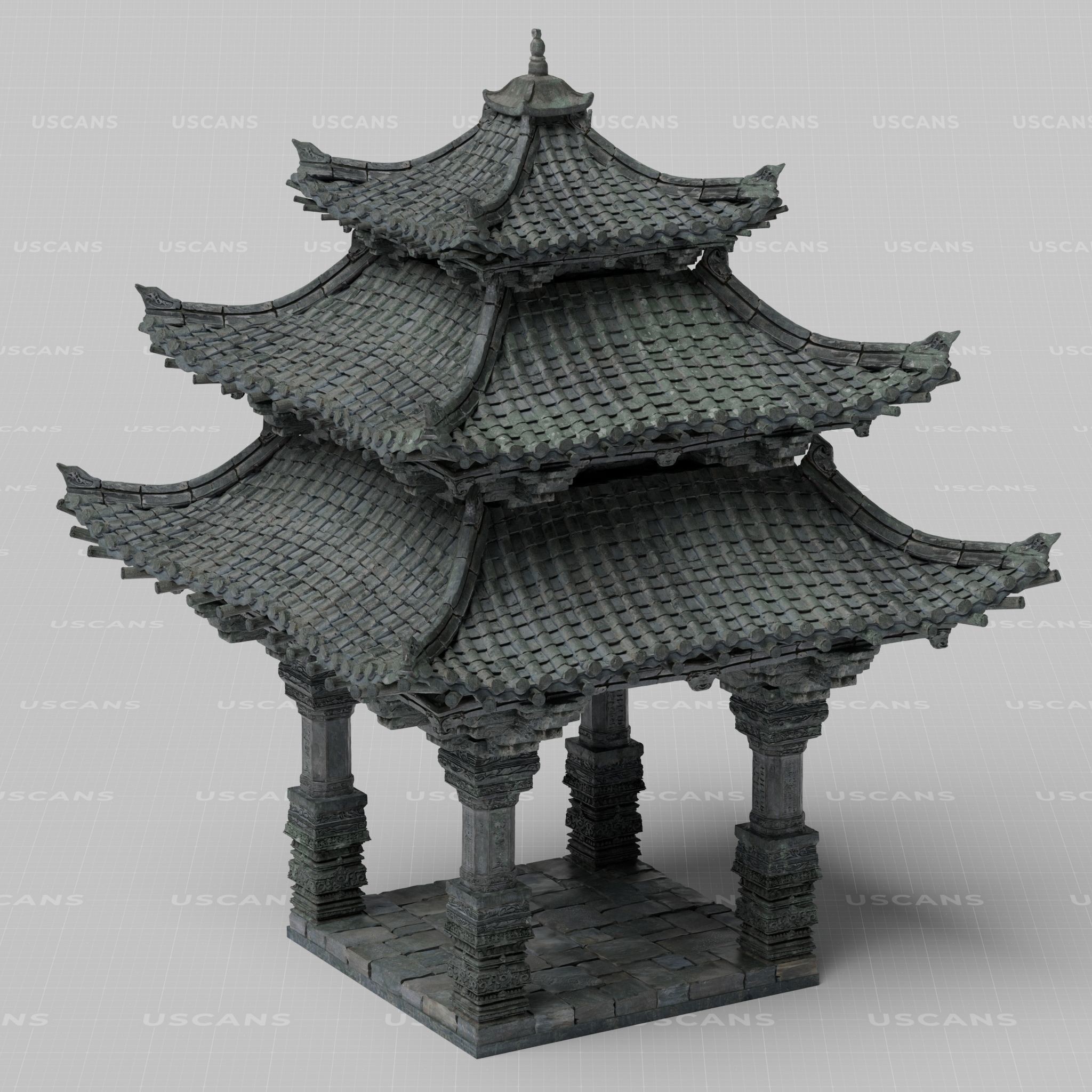 Wind Temple - Low-Poly Game-Ready 3D Model - View 10