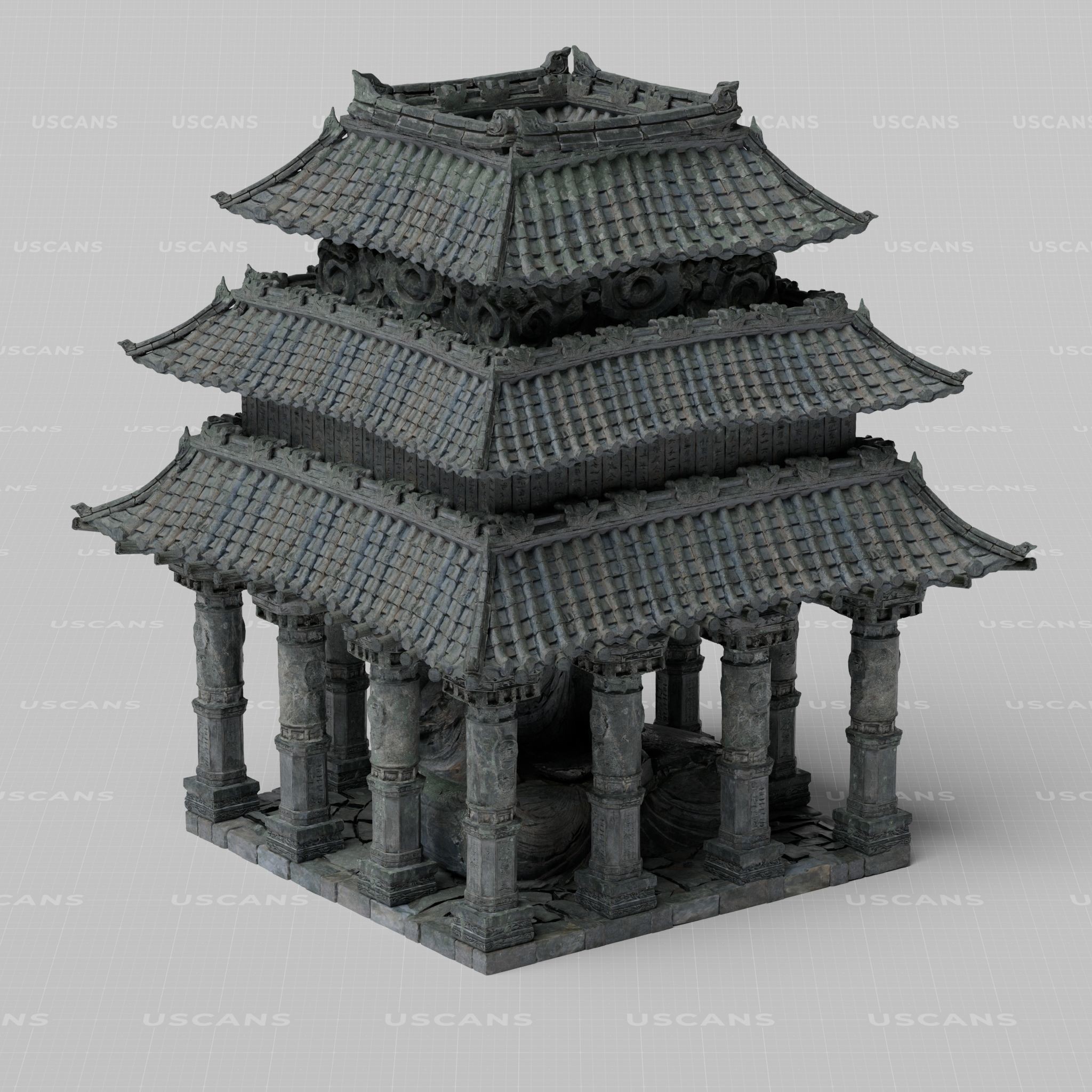 Wind Temple - Low-Poly Game-Ready 3D Model - View 11