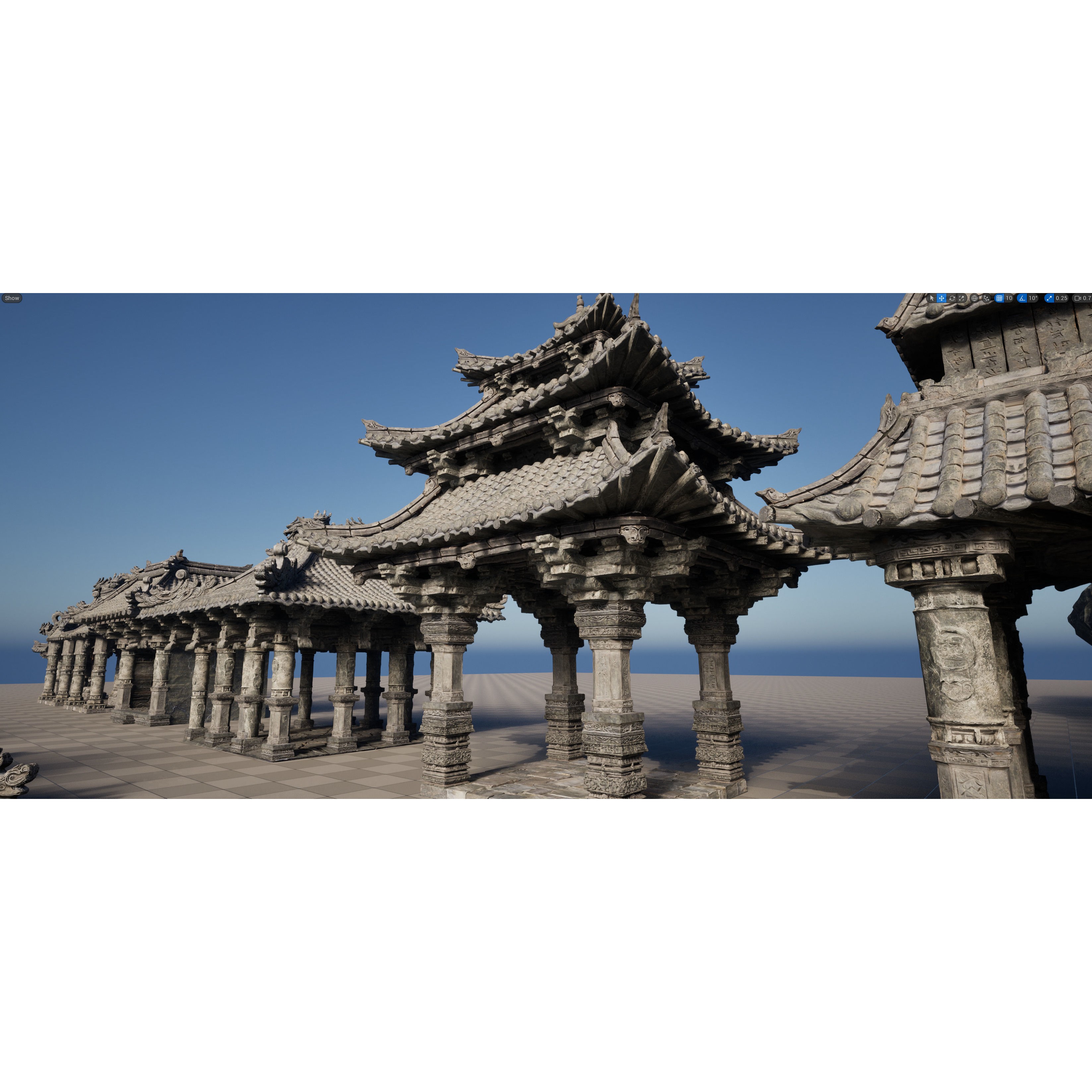 Wind Temple - Low-Poly Game-Ready 3D Model - View 12