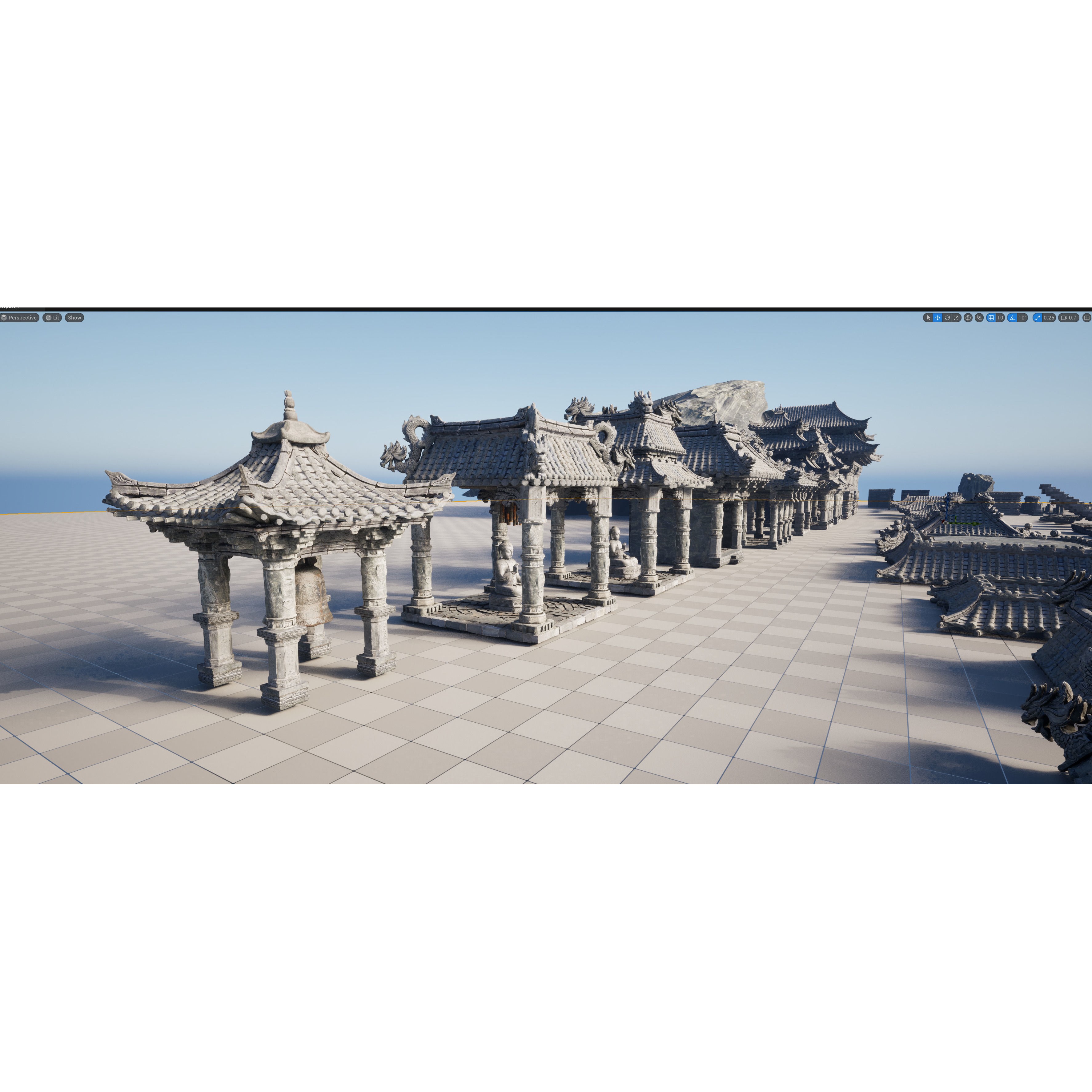 Wind Temple - Low-Poly Game-Ready 3D Model - View 17