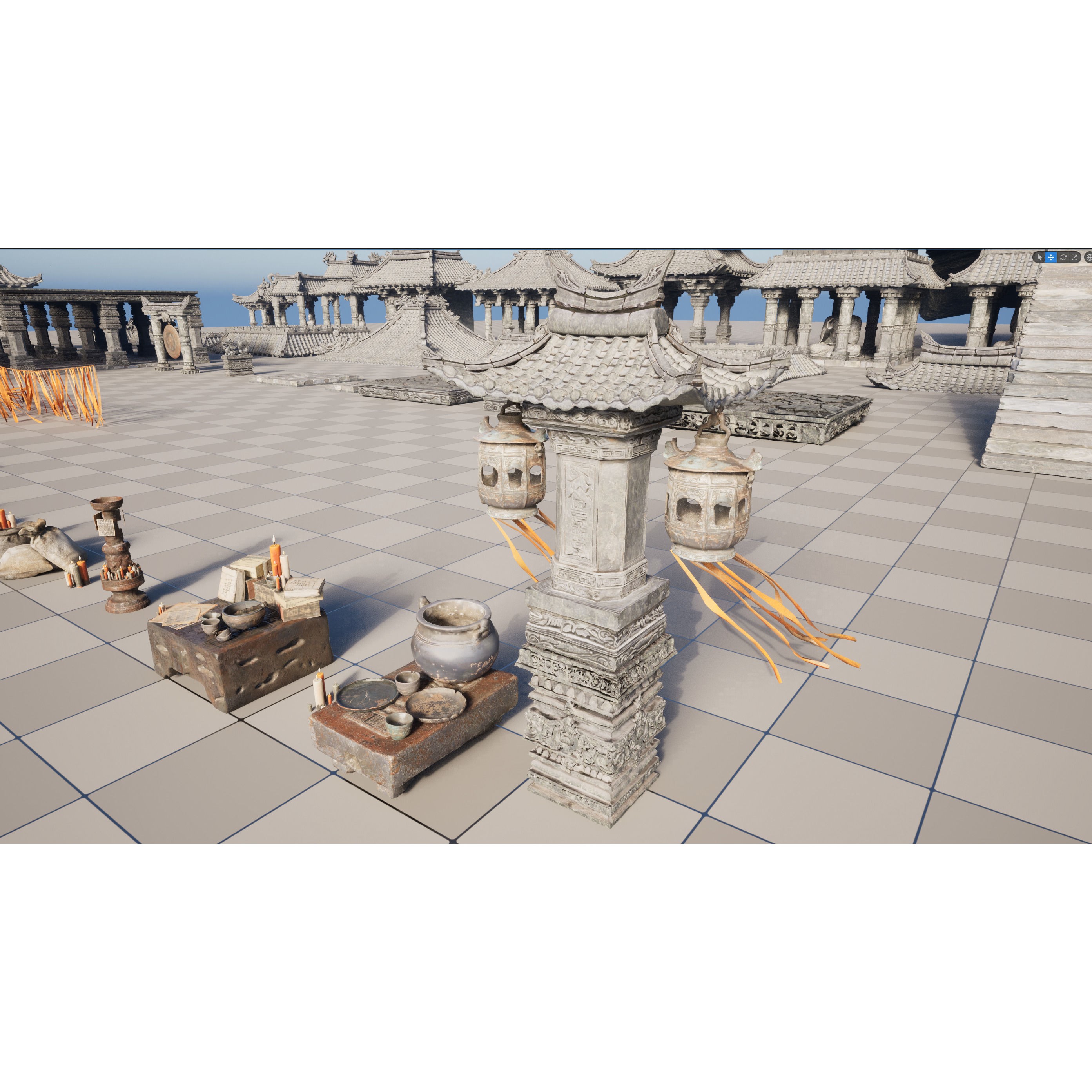 Wind Temple - Low-Poly Game-Ready 3D Model - View 18