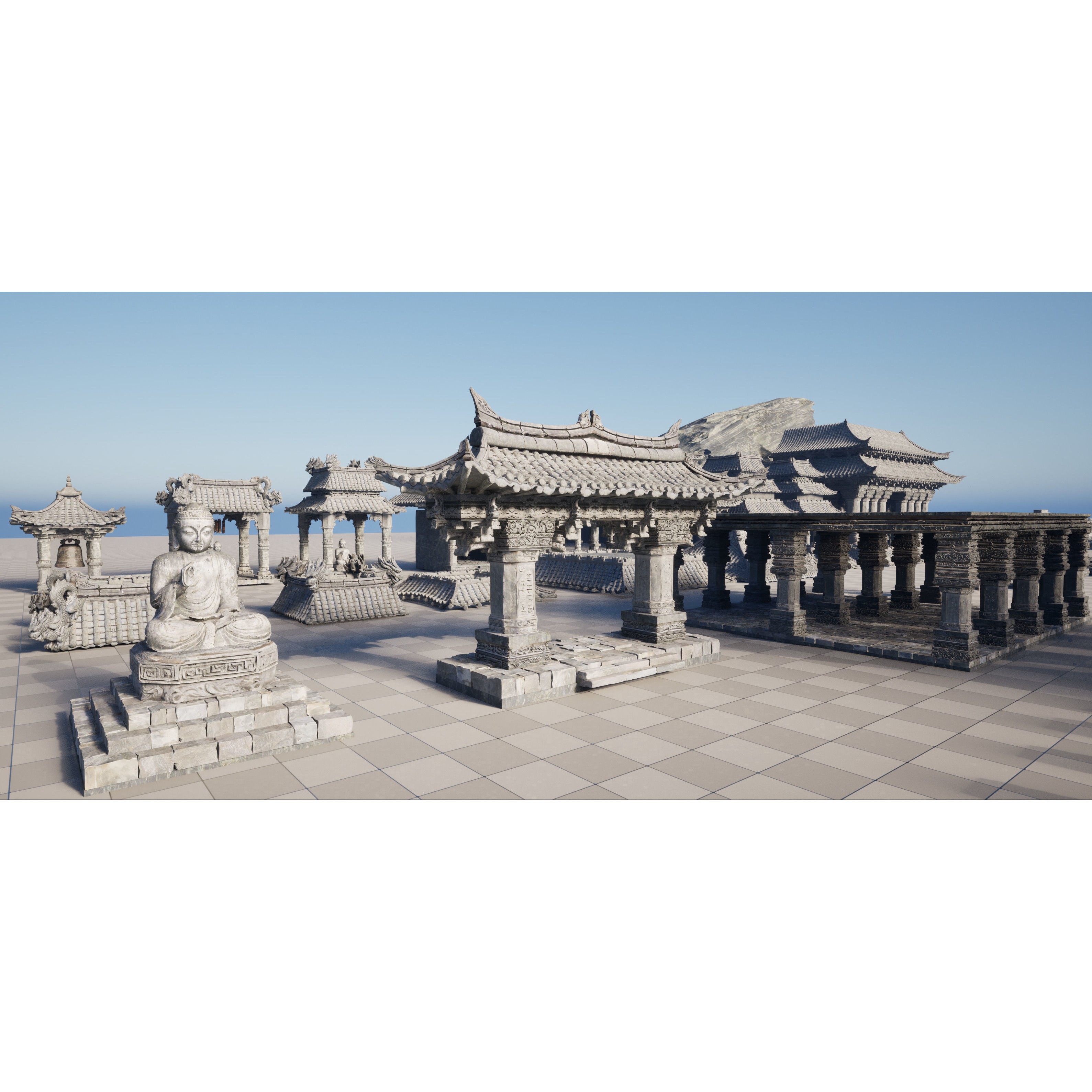Wind Temple - Low-Poly Game-Ready 3D Model - View 28