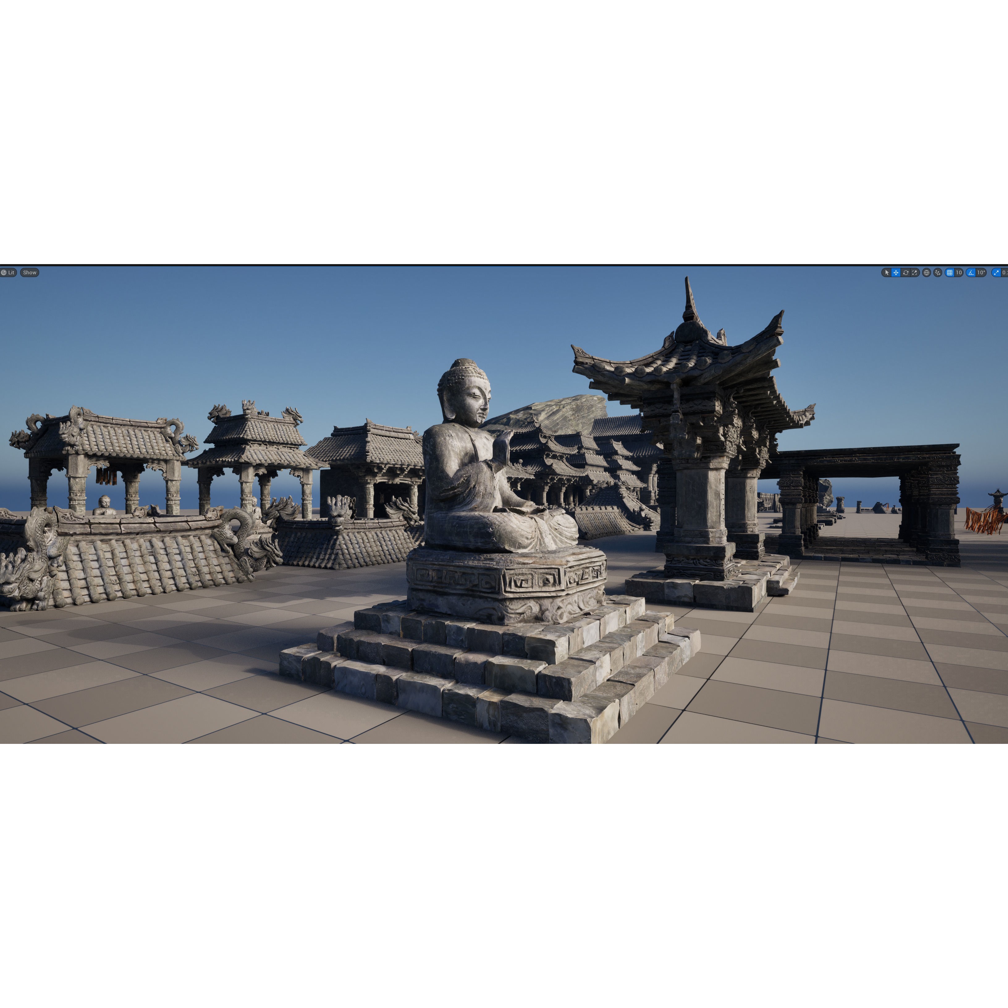 Wind Temple - Low-Poly Game-Ready 3D Model - View 29
