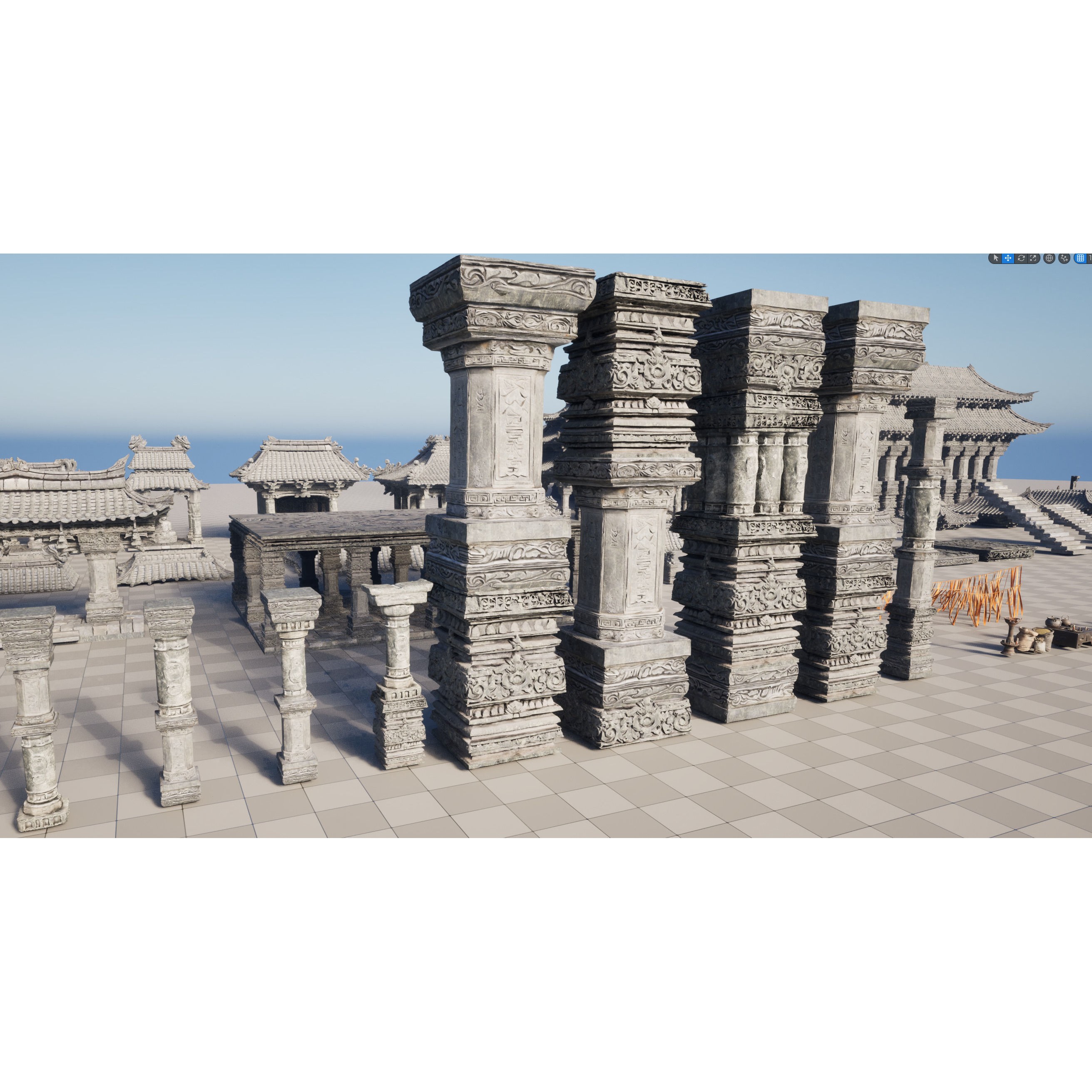 Wind Temple - Low-Poly Game-Ready 3D Model - View 33