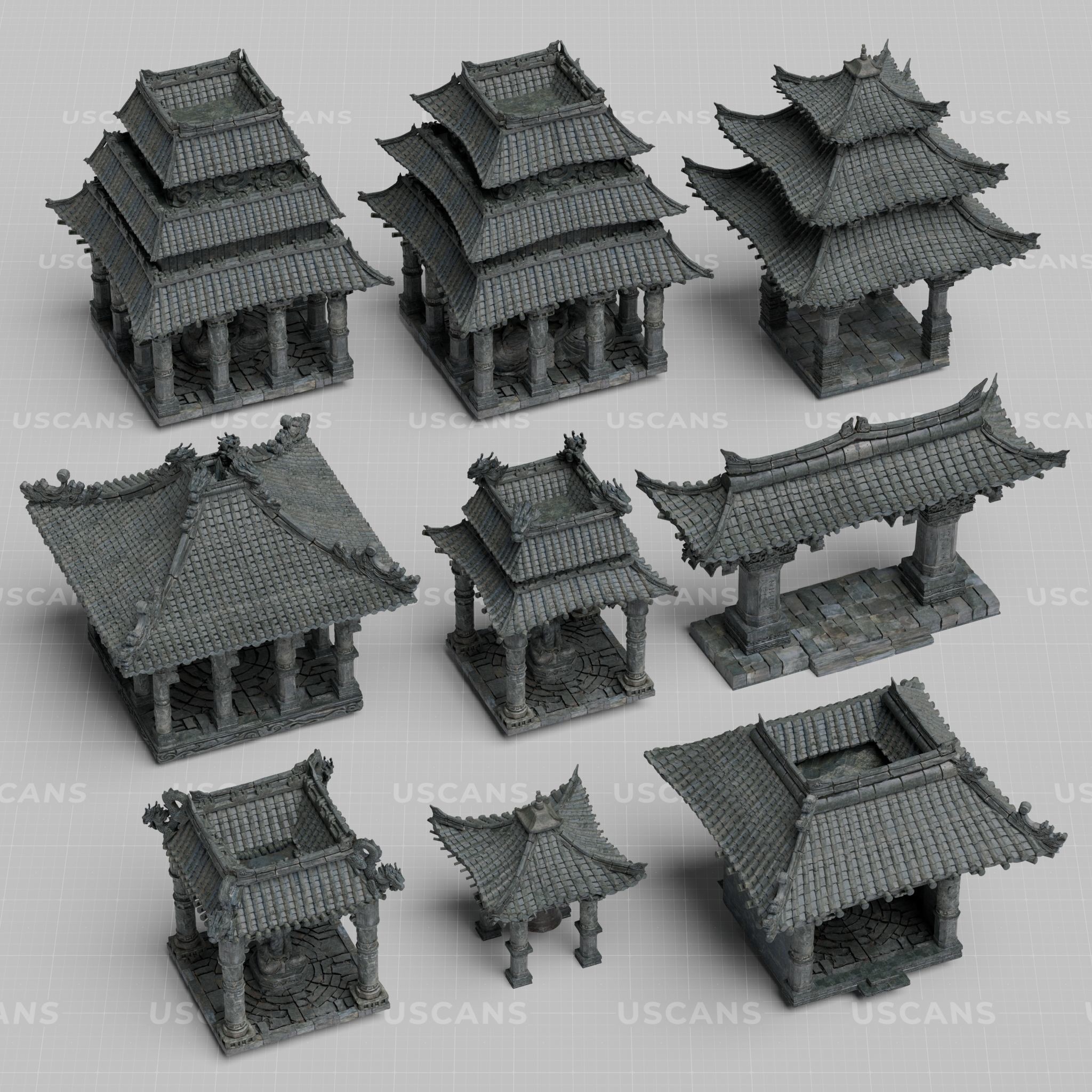 Wind Temple - Low-Poly Game-Ready 3D Model - View 4