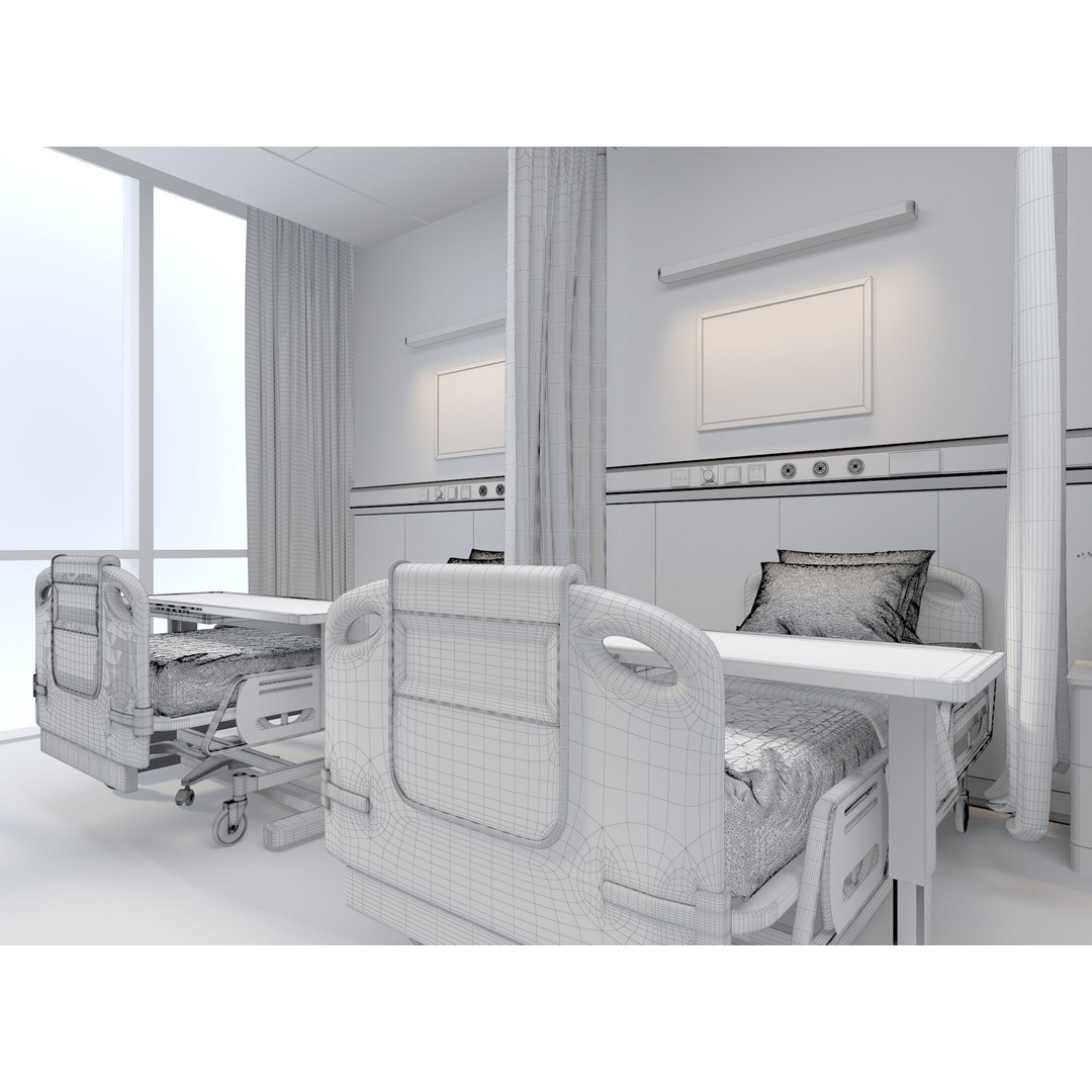 Outpatient Service 3D Model – Medical Ward Interior, FBX, OBJ