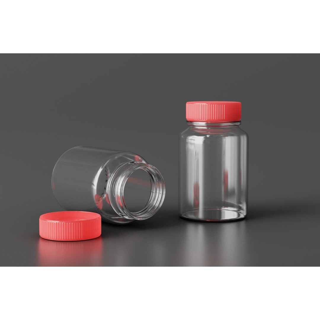 Medicine Bottle 3D Model – Low Poly Medical Asset, FBX, OBJ - View 3